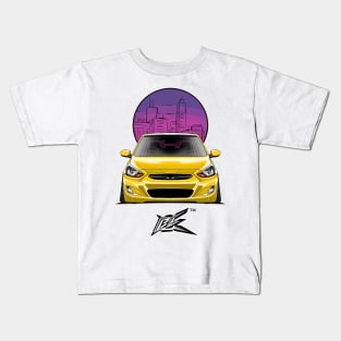 hyundai accent stanced yellow Kids T-Shirt